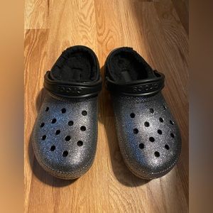 Silver Sparkly Lined Crocs